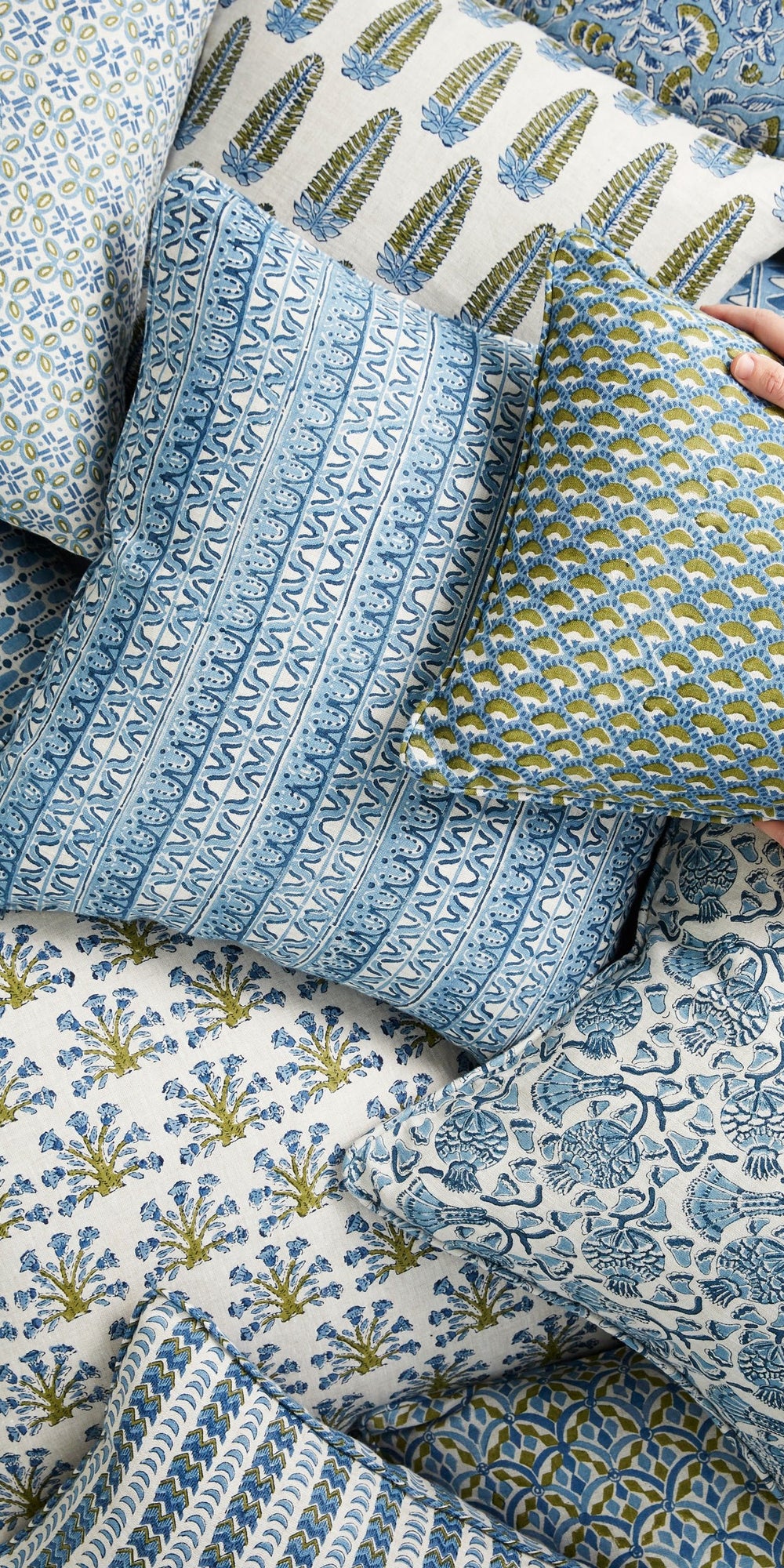 Naples Moss Azure Pillowcase in - Cushions - Walter G Australia