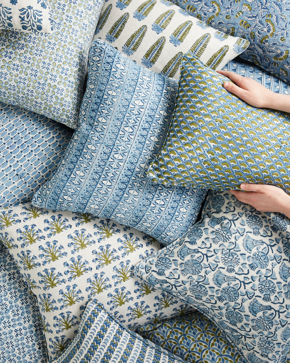 Samode Moss Azure Pillowcase in - Cushions - Walter G Australia
