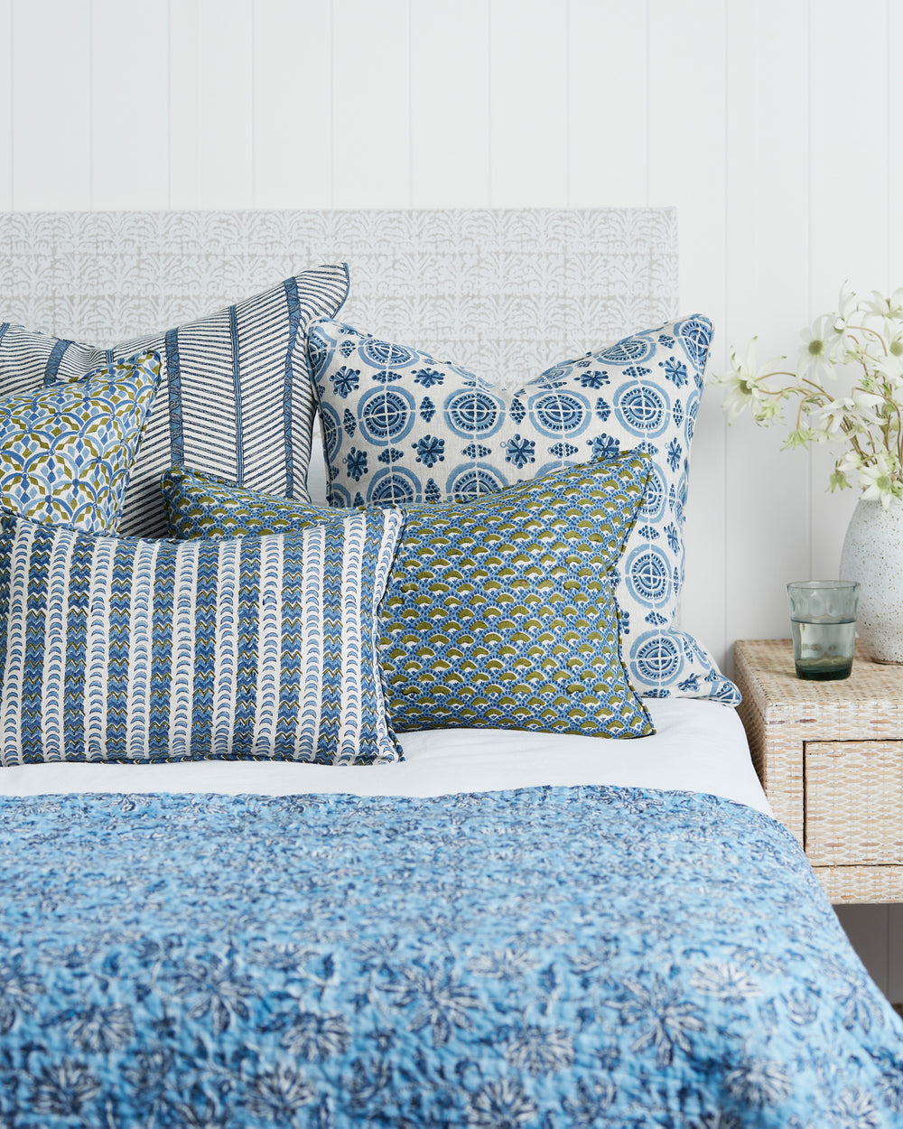 Rambagh Moss Azure Pillowcase