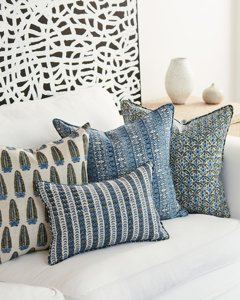 Rambagh Moss Azure Pillowcase
