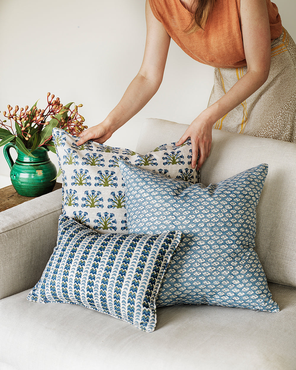 Samode Moss Azure Pillowcase