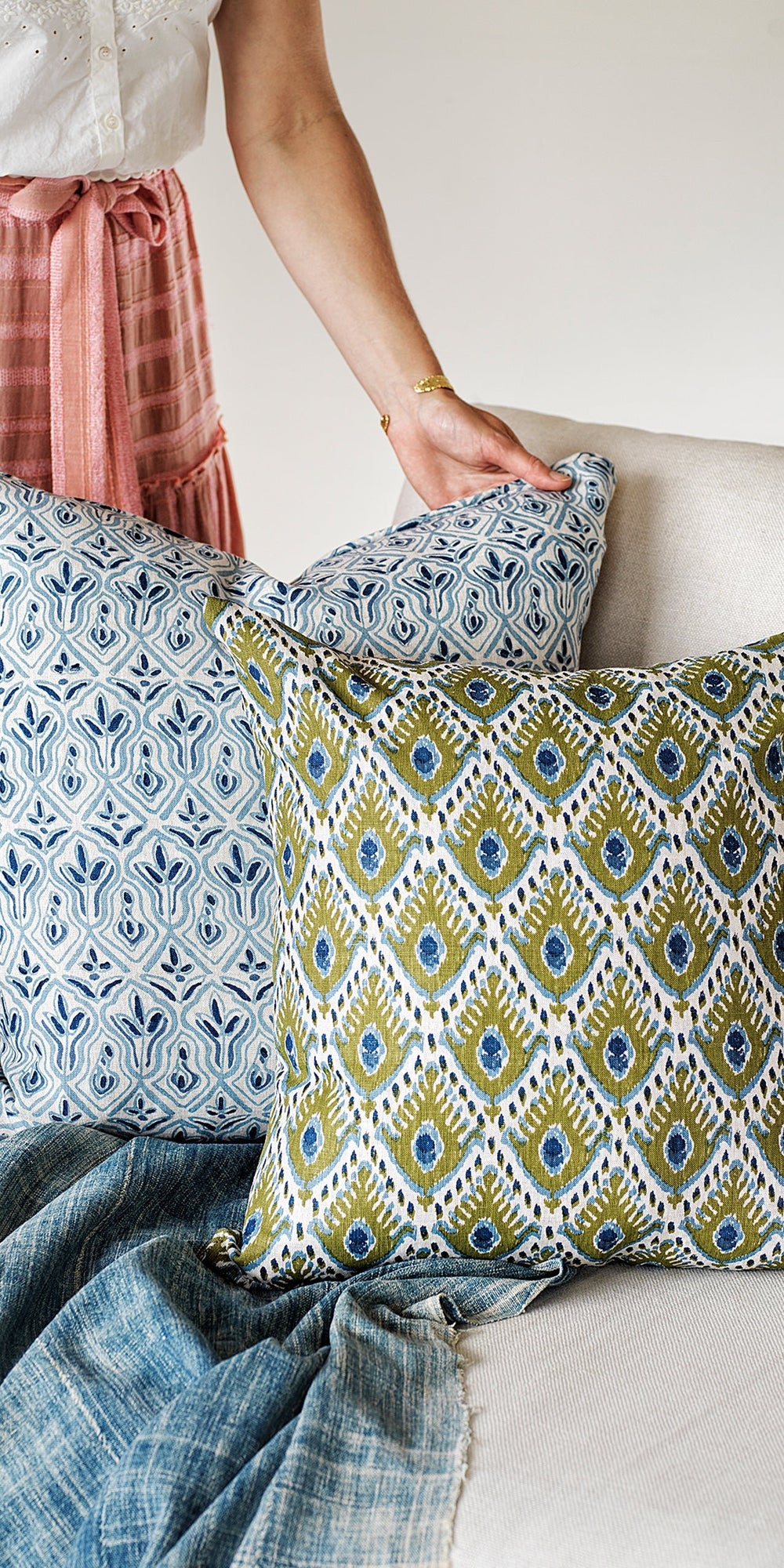 Tashkent Moss Azure Pillowcase in - Cushions - Walter G Australia