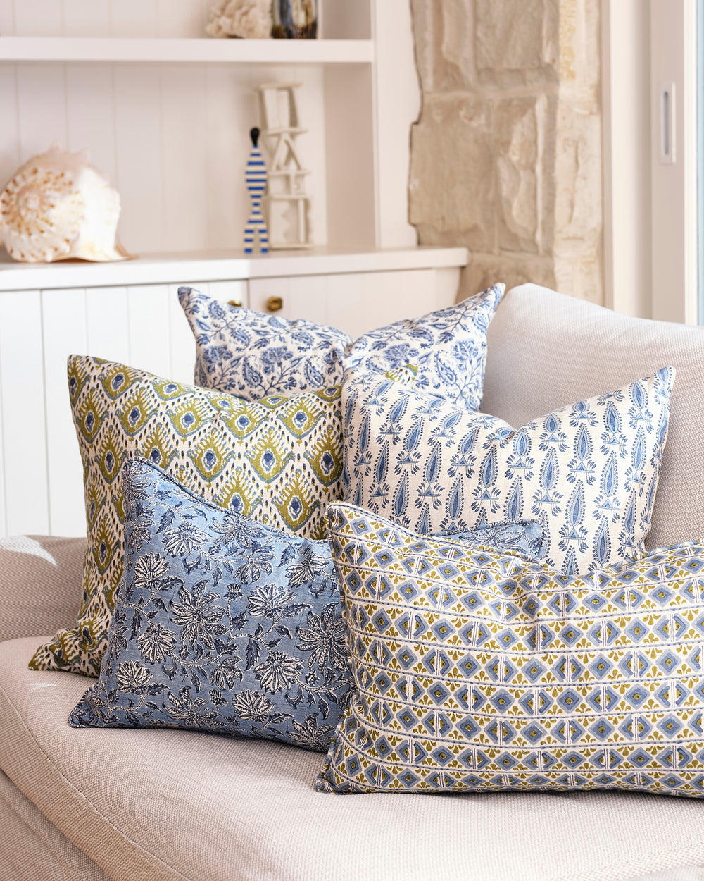 Tashkent Moss Azure Pillowcase in - Cushions - Walter G Australia