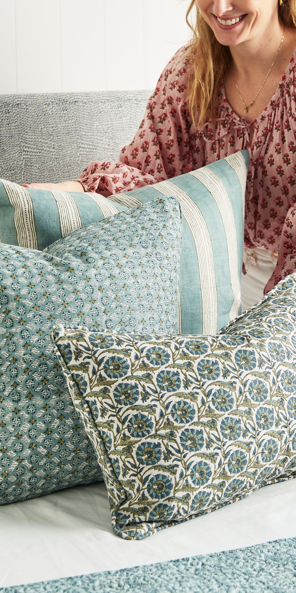 Berber Celadon Moss Pillowcase in - Cushions - Walter G Australia