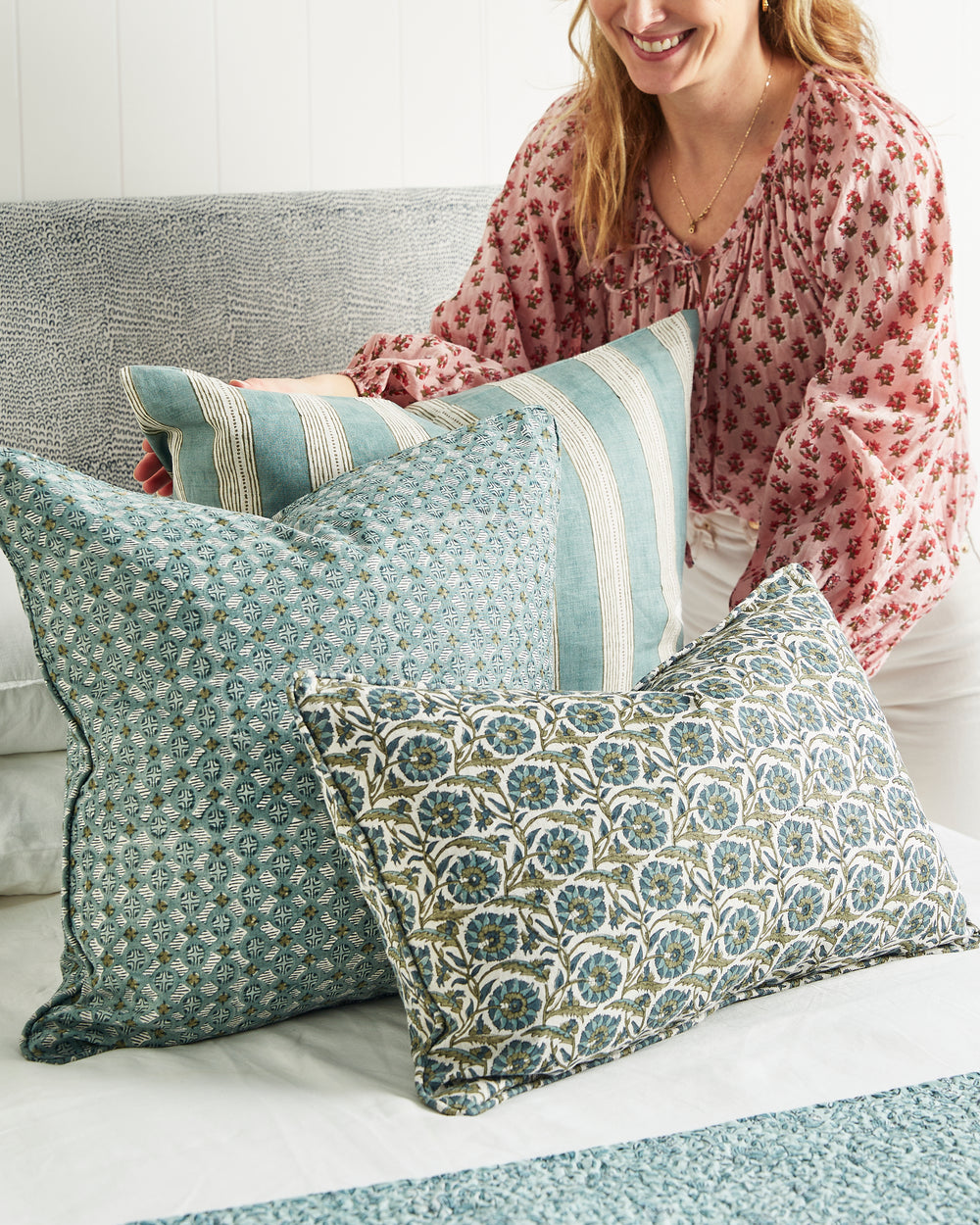Berber Celadon Moss Pillowcase in - Cushions - Walter G Australia