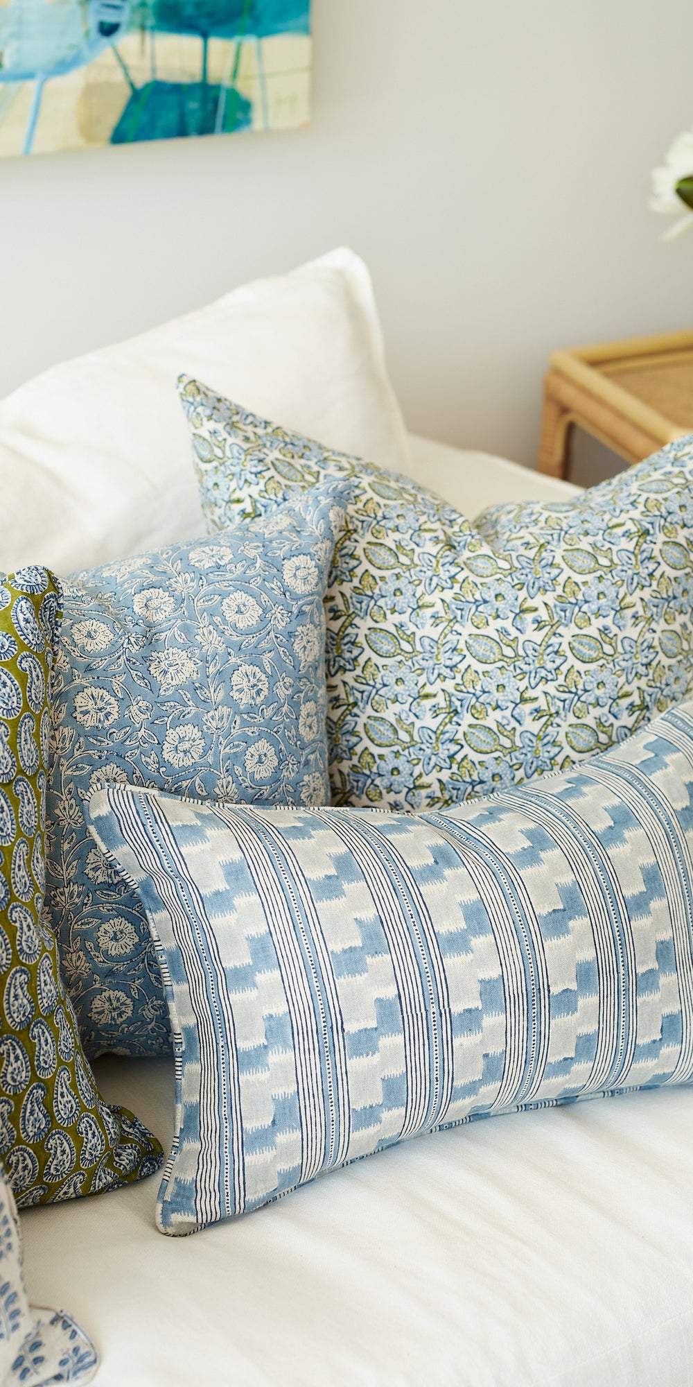 Simrane Moss Azure Pillowcase