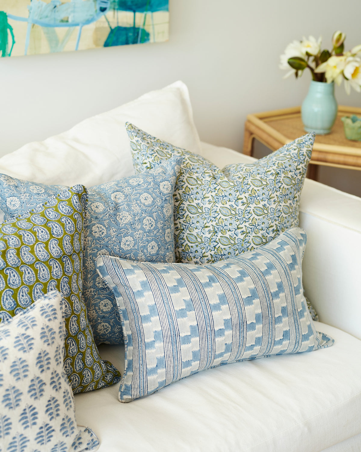 Simrane Moss Azure Pillowcase