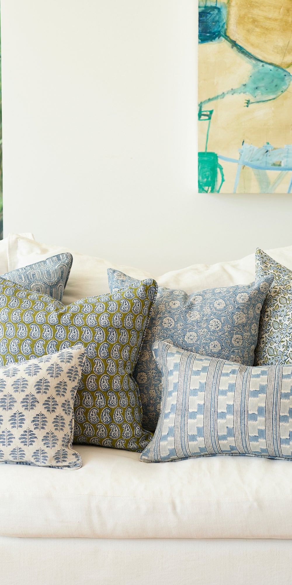 Simrane Moss Azure Pillowcase