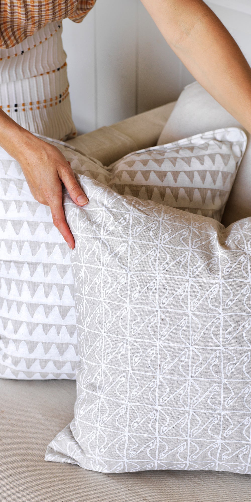Pyramids Chalk Pillowcase in - Cushions - Walter G Australia