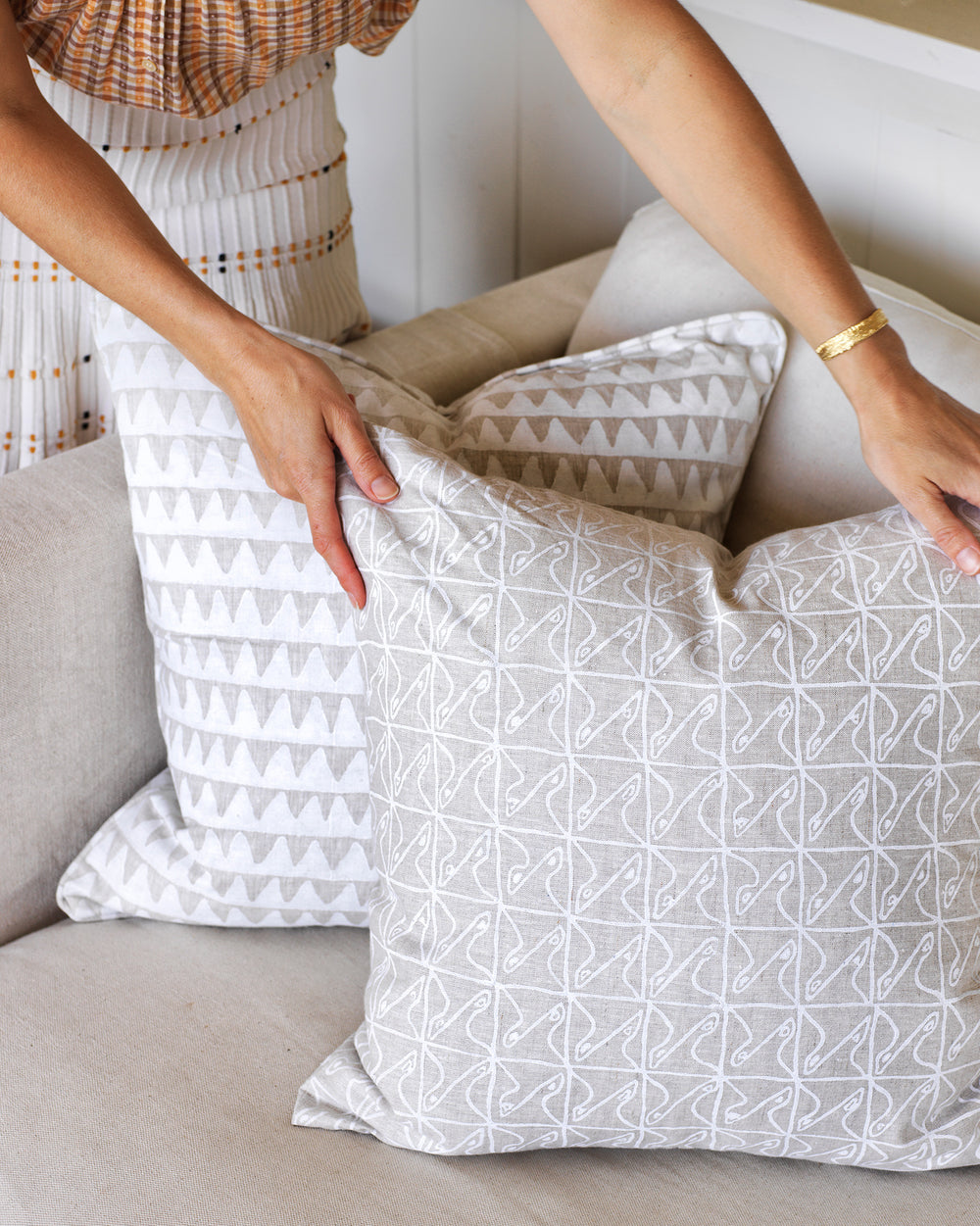 Pyramids Chalk Pillowcase in - Cushions - Walter G Australia