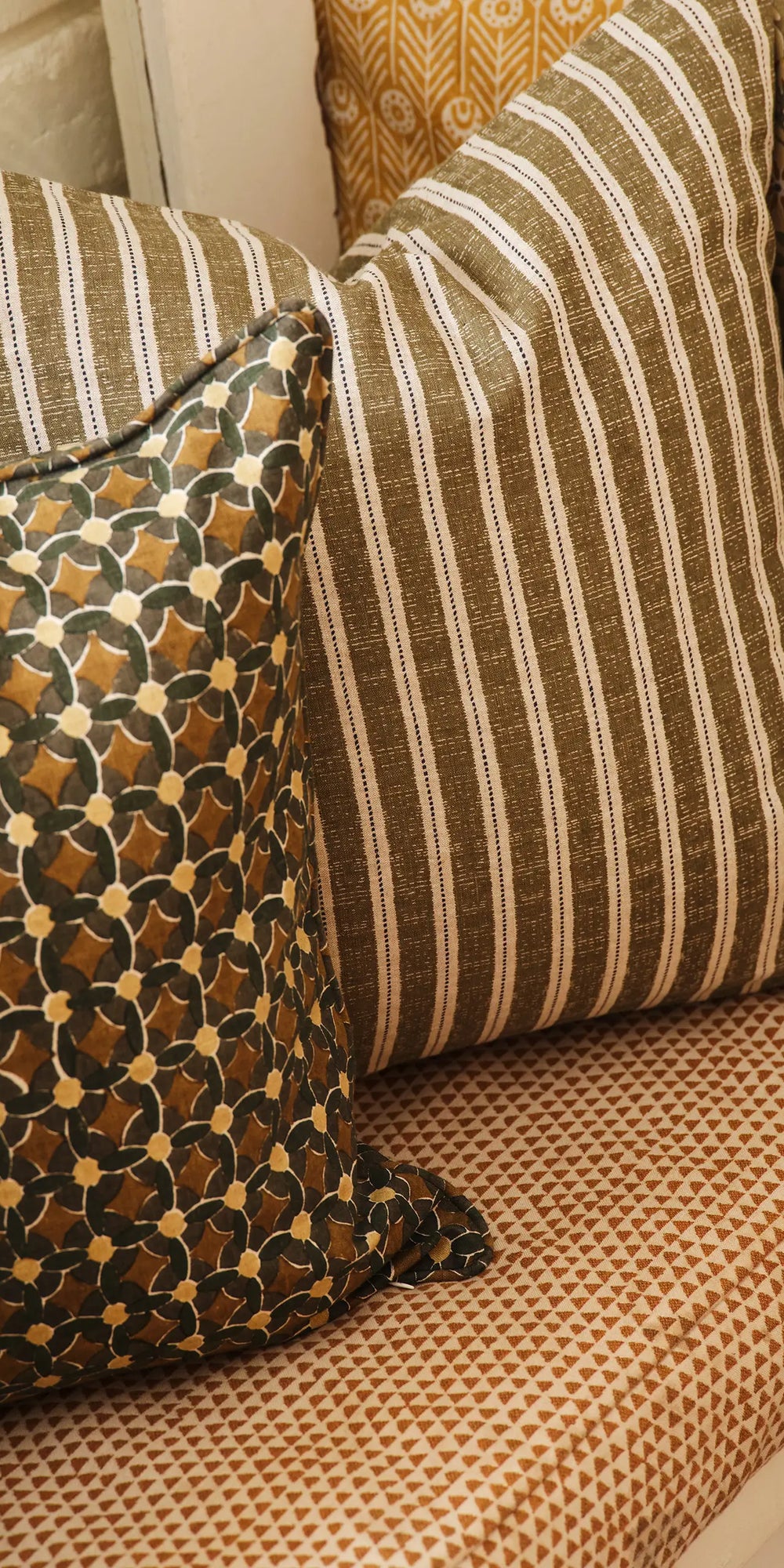 Oaxaca Khaki linen cushion 55x55cm