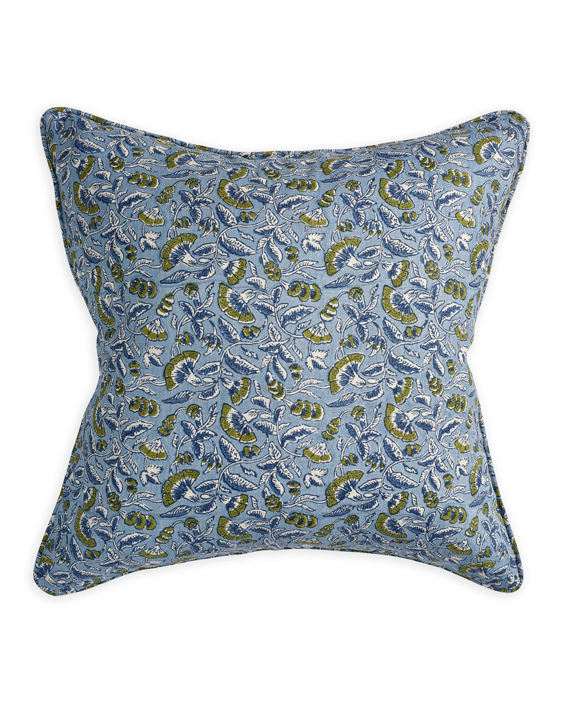Antibes Moss Azure linen cushion 55x55cm