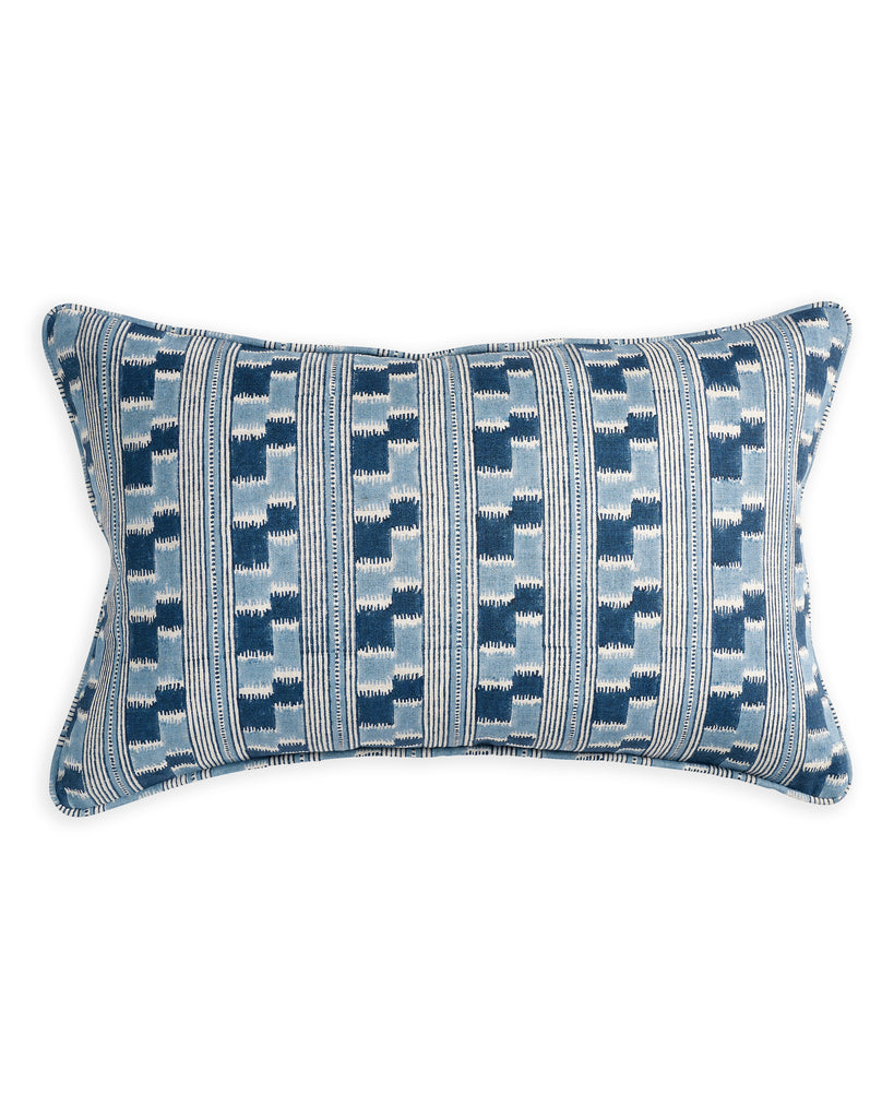 Chowk Azure linen cushion 35x55cm