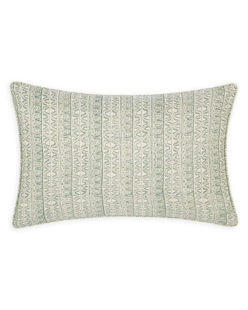 Corfu Inverse Celadon linen cushion 35x55cm
