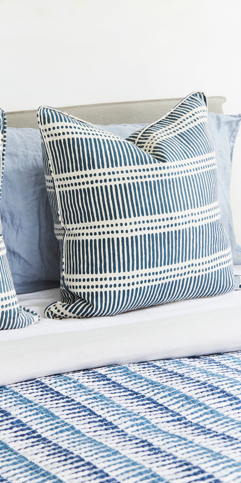 Dash Dot Indian Teal Linen in - Fabric - Walter G Australia