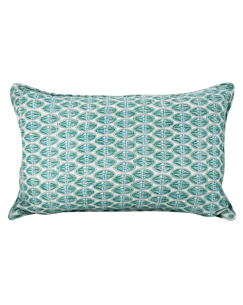 Lodhi Emerald linen cushion 35x55cm