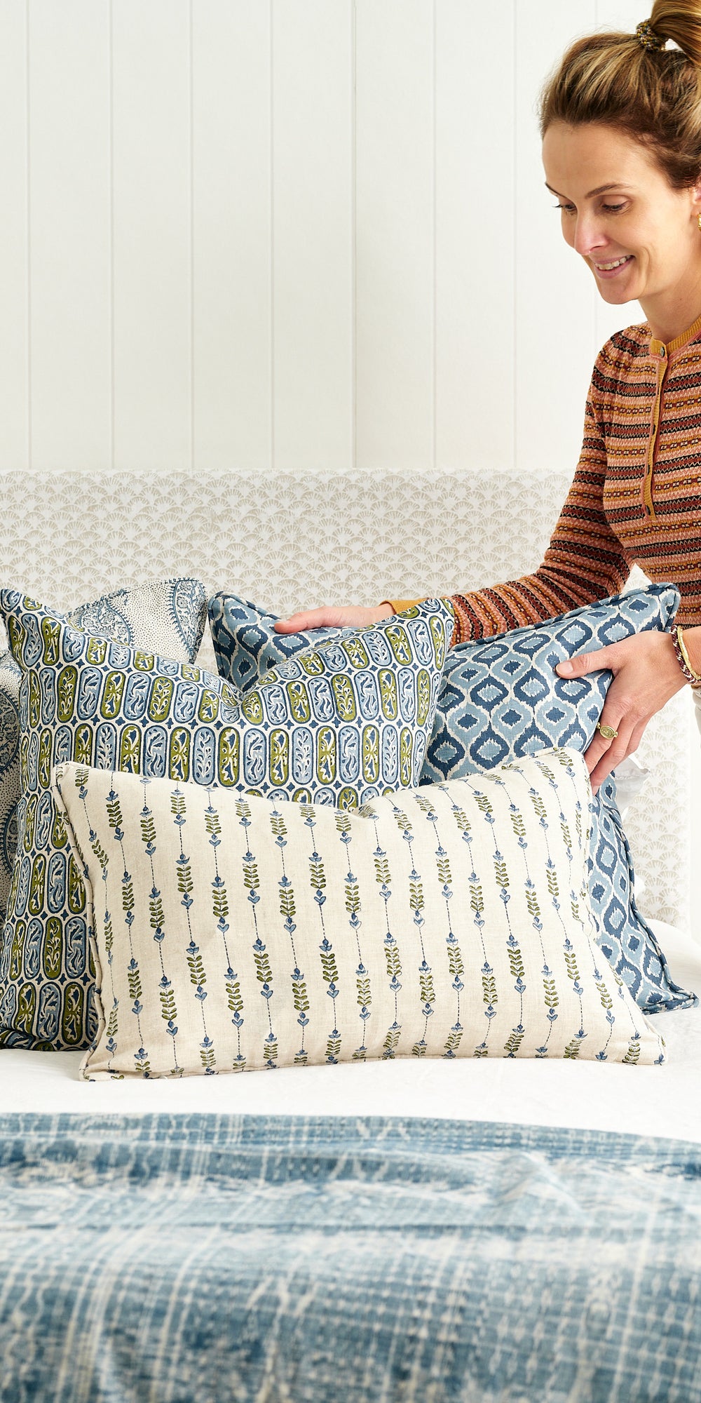 Carezza Moss Azure Pillowcase in - Cushions - Walter G Australia