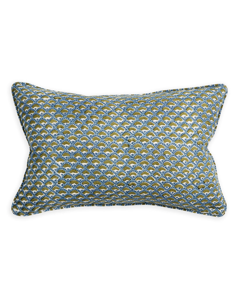 Naples Moss Azure linen cushion 35x55cm