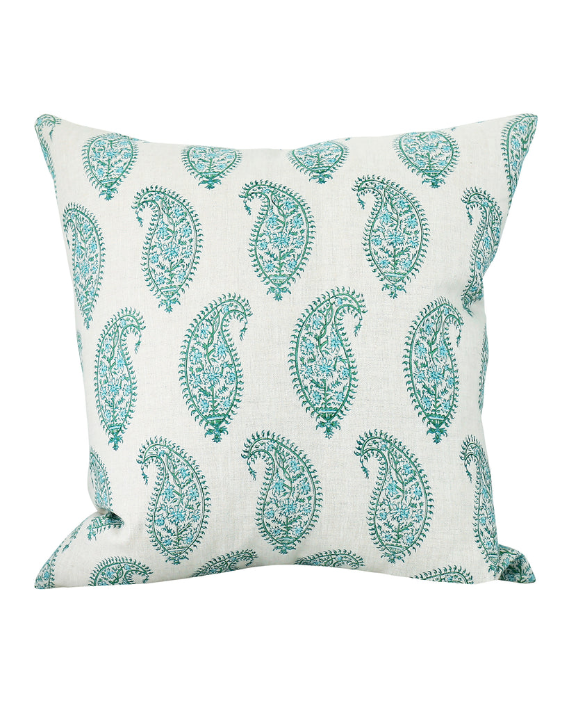 Paisley Emerald linen cushion 50x50cm