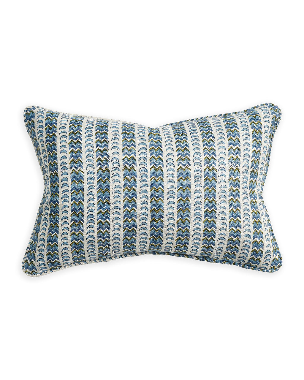 Rambagh Moss Azure linen cushion 30x45cm