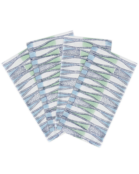 Tangier Fresh Azure cotton napkins (set of 4)