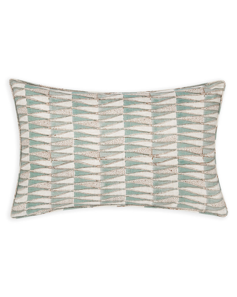 Tangier Oak Celadon linen cushion 35x55cm